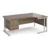 Maestro 25 right hand ergonomic desk 1800mm wide with 3 drawer pedestal - silver cantilever leg frame Nebraska Oak Top - MC18ERP3SNO