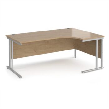 Maestro 25 right hand ergonomic desk 1800mm wide - silver cantilever leg frame Kendal Oak Top - MC18ERSKO