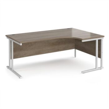 Maestro 25 right hand ergonomic desk 1800mm wide - white cantilever leg frame Nebraska Oak Top - MC18ERWHNO