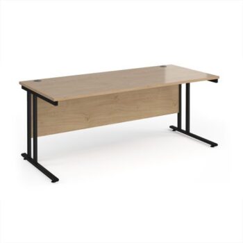 Maestro 25 straight desk 1800mm x 800mm - black cantilever leg frame Kendal Oak Top - MC18KKO