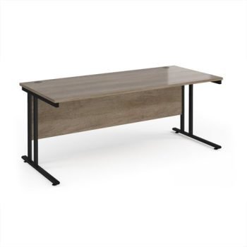 Maestro 25 straight desk 1800mm x 800mm - black cantilever leg frame Nebraska Oak Top - MC18KNO