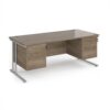 Maestro 25 straight desk 1800mm x 800mm with two x 2 drawer pedestals - silver cantilever leg frame Nebraska Oak Top - MC18P22SNO