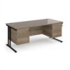 Maestro 25 straight desk 1800mm x 800mm with 2 and 3 drawer pedestals - black cantilever leg frame Nebraska Oak Top - MC18P23KNO