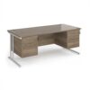 Maestro 25 straight desk 1800mm x 800mm with 2 and 3 drawer pedestals - white cantilever leg frame Nebraska Oak Top - MC18P23WHNO