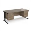 Maestro 25 straight desk 1800mm x 800mm with two x 3 drawer pedestals - black cantilever leg frame Nebraska Oak Top - MC18P33KNO