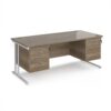 Maestro 25 straight desk 1800mm x 800mm with two x 3 drawer pedestals - white cantilever leg frame Nebraska Oak Top - MC18P33WHNO