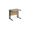 Maestro 25 straight desk 800mm x 600mm - black cantilever leg frame Kendal Oak Top - MC608KKO