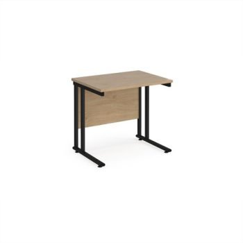 Maestro 25 straight desk 800mm x 600mm - black cantilever leg frame Kendal Oak Top - MC608KKO