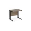Maestro 25 straight desk 800mm x 600mm - black cantilever leg frame Nebraska Oak Top - MC608KNO