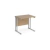 Maestro 25 straight desk 800mm x 600mm - silver cantilever leg frame Kendal Oak Top - MC608SKO
