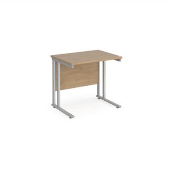 Maestro 25 straight desk 800mm x 600mm - silver cantilever leg frame Kendal Oak Top - MC608SKO