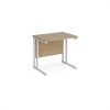 Maestro 25 straight desk 800mm x 600mm - white cantilever leg frame Kendal Oak Top - MC608WHKO