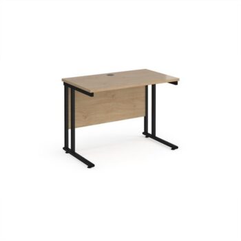 Maestro 25 straight desk 1000mm x 600mm - black cantilever leg frame Kendal Oak Top - MC610KKO