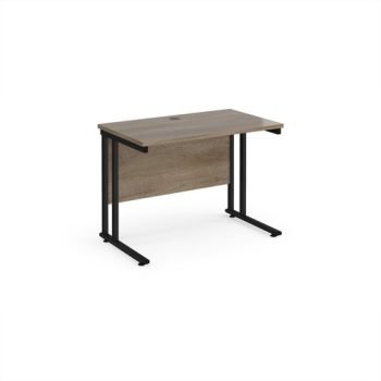 Maestro 25 straight desk 1000mm x 600mm - black cantilever leg frame Nebraska Oak Top - MC610KNO