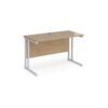 Maestro 25 straight desk 1200mm x 600mm - white cantilever leg frame Kendal Oak Top - MC612WHKO