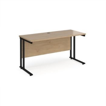 Maestro 25 straight desk 1400mm x 600mm - black cantilever leg frame Kendal Oak Top - MC614KKO