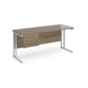Maestro 25 straight desk 1600mm x 600mm with 2 drawer pedestal - white cantilever leg frame leg Nebraska Oak Top - MC616P2WHNO