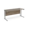 Maestro 25 straight desk 1600mm x 600mm - silver cantilever leg frame Nebraska Oak Top - MC616SNO