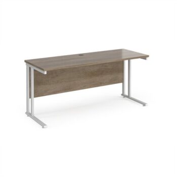 Maestro 25 straight desk 1600mm x 600mm - white cantilever leg frame Nebraska Oak Top - MC616WHNO
