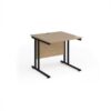 Maestro 25 straight desk 800mm x 800mm - black cantilever leg frame Kendal Oak Top - MC8KKO