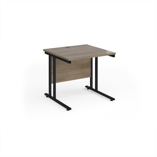 Maestro 25 straight desk 800mm x 800mm - black cantilever leg frame Nebraska Oak Top - MC8KNO