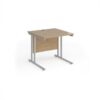 Maestro 25 straight desk 800mm x 800mm - silver cantilever leg frame Kendal Oak Top - MC8SKO