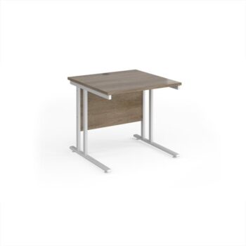 Maestro 25 straight desk 800mm x 800mm - white cantilever leg frame Nebraska Oak Top - MC8WHNO