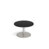 Monza circular coffee table with flat round brushed steel base 800mm - Black - MCC800-BS-BK