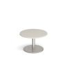 Monza circular coffee table with flat round brushed steel base 800mm - Light Grey - MCC800-BS-LG