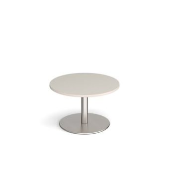 Monza circular coffee table with flat round brushed steel base 800mm - Light Grey - MCC800-BS-LG