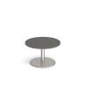 Monza circular coffee table with flat round brushed steel base 800mm - Onyx Grey - MCC800-BS-OG