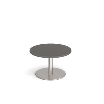 Monza circular coffee table with flat round brushed steel base 800mm - Onyx Grey - MCC800-BS-OG