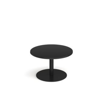 Monza circular coffee table with flat round black base 800mm - Black - MCC800-K-BK