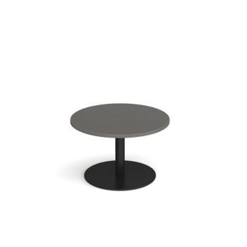 Monza circular coffee table with flat round black base 800mm - Onyx Grey - MCC800-K-OG