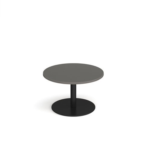 Monza circular coffee table with flat round black base 800mm - Onyx Grey - MCC800-K-OG