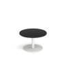 Monza circular coffee table with flat round white base 800mm - Black - MCC800-WH-BK
