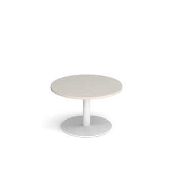 Monza circular coffee table with flat round white base 800mm - Light Grey - MCC800-WH-LG