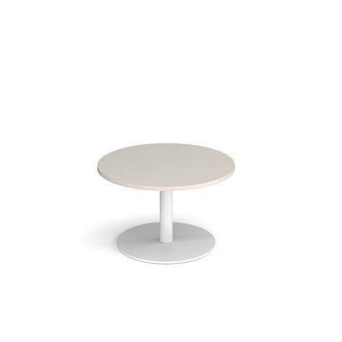 Monza circular coffee table with flat round white base 800mm - Light Grey - MCC800-WH-LG