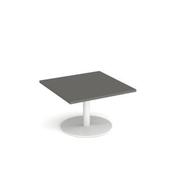 Monza circular coffee table with flat round white base 800mm - Onyx Grey - MCC800-WH-OG