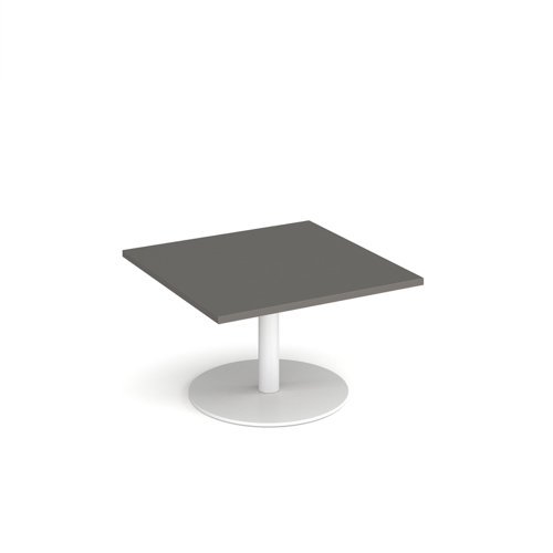 Monza circular coffee table with flat round white base 800mm - Onyx Grey - MCC800-WH-OG
