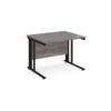 Maestro 25 straight desk 1000mm x 800mm - black cable managed leg frame Grey Oak Top - MCM10KGO
