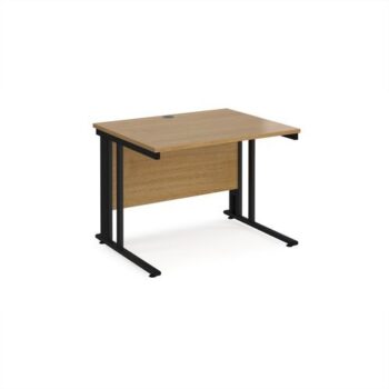 Maestro 25 straight desk 1000mm x 800mm - black cable managed leg frame Oak Top - MCM10KO