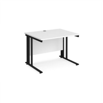 Maestro 25 straight desk 1000mm x 800mm - black cable managed leg frame White Top - MCM10KWH