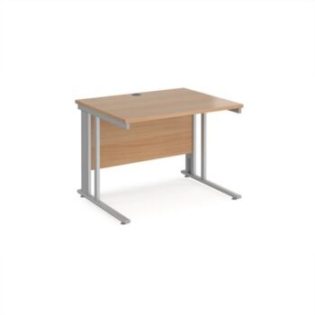 Maestro 25 straight desk 1000mm x 800mm - silver cable managed leg frame Beech top - MCM10SB