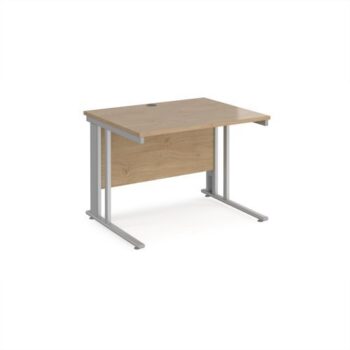 Maestro 25 straight desk 1000mm x 800mm - silver cable managed leg frame Kendal top - MCM10SKO