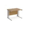Maestro 25 straight desk 1000mm x 800mm - silver cable managed leg frame Oak Top - MCM10SO