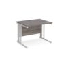 Maestro 25 straight desk 1000mm x 800mm - white cable managed leg frame Grey Oak Top - MCM10WHGO