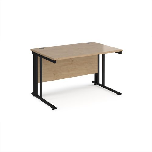Maestro 25 straight desk 1200mm x 800mm - black cable managed leg frame Kendal top - MCM12KKO