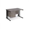 Maestro 25 straight desk 1200mm x 800mm with 2 drawer pedestal - black cable managed leg frame Grey Oak Top - MCM12P2KGO
