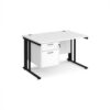 Maestro 25 straight desk 1200mm x 800mm with 2 drawer pedestal - black cable managed leg frame White Top - MCM12P2KWH
